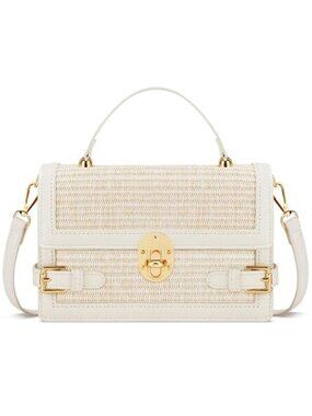 Straw Purses for Women – Summer Beach Shoulder Purse & Clutch Handbag, Beige